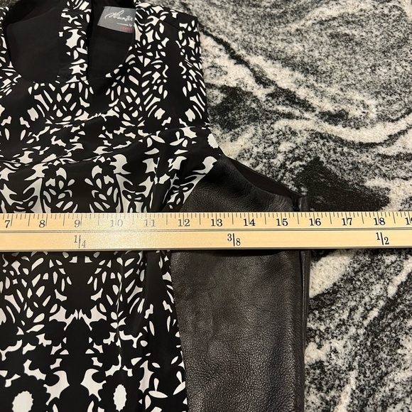 HUNTER BELL black and white abstract print with leather trip sleeveless dress - Picture 10 of 15